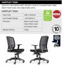 Hartley Task Chair Range And Specifications